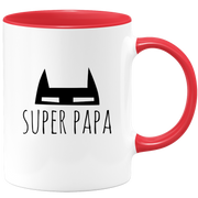 quotedazur Mug Super Papa - Humour Tasse Papa Cafe Cadeau Rigolo Original Humoristique Fun à Message Pour Homme - Idée Cadeau Fêtes Des Pères Noel Blanc Céramique