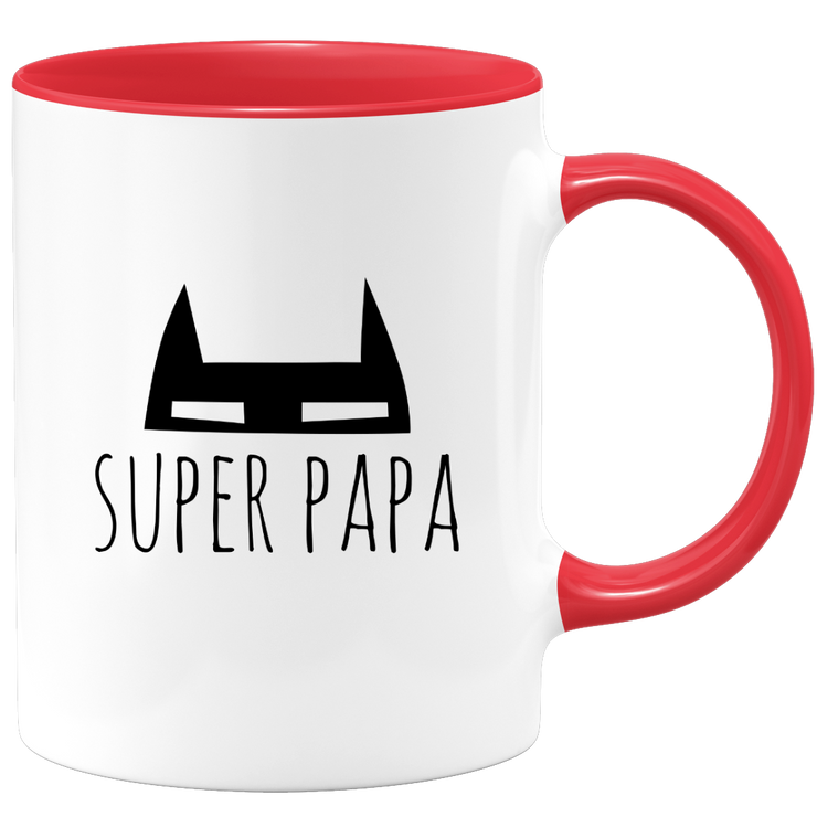 quotedazur Mug Super Papa - Humour Tasse Papa Cafe Cadeau Rigolo Original Humoristique Fun à Message Pour Homme - Idée Cadeau Fêtes Des Pères Noel Blanc Céramique