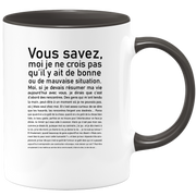 quotedazur - Mug Vous Savez Bonne Ou Mauvaise Situation - Cadeau Collègue Retraite - Idée Cadeau Original Femme - Tasse Couple Saint Valentin - Gadget Geek - Idéal Anniversaire Soeur Meilleure Amie