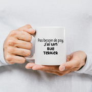 quotedazur - Mug Pas Besoin De Psy J'ai Un Bull Terrier - Cadeau Humour Chien - Tasse Originale Animaux Cadeau Noël Anniversaire