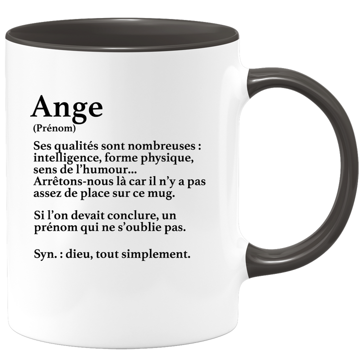 quotedazur - Mug Définition Prénom Ange Dieu Tout Simplement - Cadeau Humour Prénom - Idée Cadeau Famille Saint Valentin - Tasse Prénom Ange