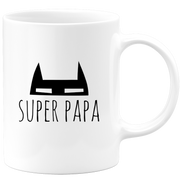 quotedazur Mug Super Papa - Humour Tasse Papa Cafe Cadeau Rigolo Original Humoristique Fun à Message Pour Homme - Idée Cadeau Fêtes Des Pères Noel Blanc Céramique