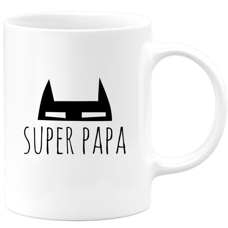 quotedazur Mug Super Papa - Humour Tasse Papa Cafe Cadeau Rigolo Original Humoristique Fun à Message Pour Homme - Idée Cadeau Fêtes Des Pères Noel Blanc Céramique