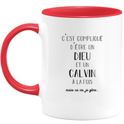 Mug Calvin gift - Calvin god - Personalized first name gift Birthday Man Christmas departure colleague - Ceramic - White