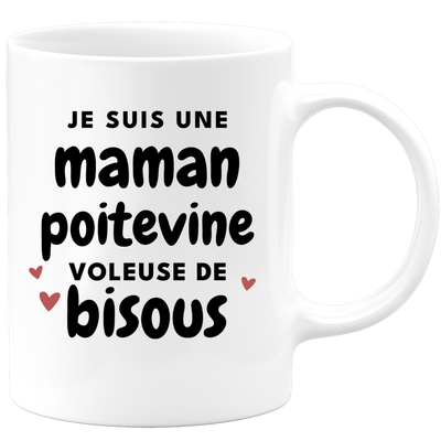 quotedazur - Mug Je Suis Une Maman Poitevine Voleuse De Bisous - Cadeau Pour Poitevine - Cadeau Personnalisé Pour Femme - Cadeau Original Pour Anniversaire, Noël, Future Maman Naissance