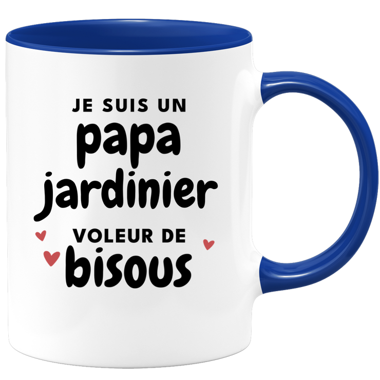 quotedazur - Mug Je Suis Un Papa Jardinier Voleur De Bisous - Cadeau Fête Des Pères Original - Idée Cadeau Pour Anniversaire Papa - Cadeau Pour Futur Papa Naissance