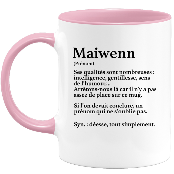 quotedazur - Mug Définition Prénom Maiwenn Déesse Tout Simplement - Cadeau Humour Prénom - Idée Cadeau Famille Saint Valentin - Tasse Prénom Maiwenn - Idéal Pour Noël Au Bureau