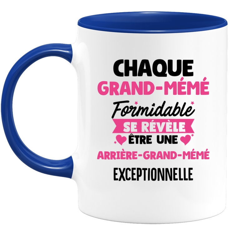 quotedazur - Mug Chaque Grand-Mémé Formidable Se Révèle Être Une Arrière-Grand-Mémé Exceptionnelle - Cadeau Future Arrière-Grand-Mère - Surprise Annonce Grossesse Garçon/Fille Naissance Bébé