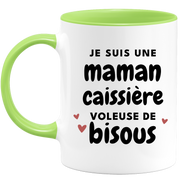 quotedazur - Mug I am a cashier mom who steals kisses - Original Mother's Day Gift - Gift Idea For Mom Birthday - Gift For Future Mom Birth