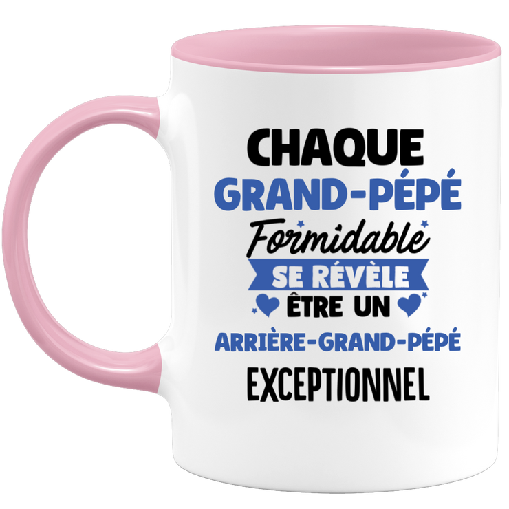 quotedazur - Mug Chaque Grand-Pépé Formidable Se Révèle Être Un Arrière-Grand-Pépé Exceptionnel - Cadeau Futur Arrière-Grand-Pépé - Surprise Annonce Grossesse Garçon/Fille Naissance Bébé Gender Reveal