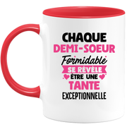 quotedazur - Mug Chaque Demi-Soeur Formidable Se Révèle Être Une Tante Exceptionnelle - Cadeau Future Tante - Surprise Annonce Grossesse Garçon/Fille Naissance Bébé Gender Reveal