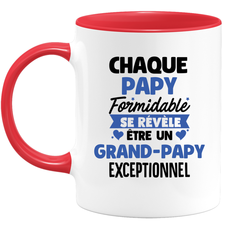 quotedazur - Mug Chaque Papy Formidable Se Révèle Être Un Grand-Papy Exceptionnel - Cadeau Futur Grand-Papy - Surprise Annonce Grossesse Garçon/Fille Naissance Bébé Gender Reveal