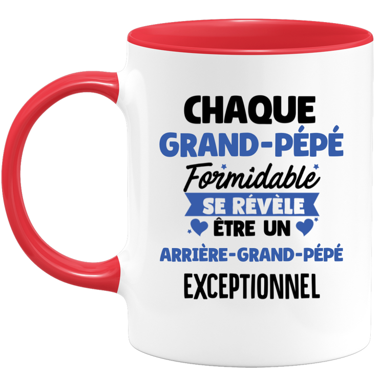 quotedazur - Mug Chaque Grand-Pépé Formidable Se Révèle Être Un Arrière-Grand-Pépé Exceptionnel - Cadeau Futur Arrière-Grand-Pépé - Surprise Annonce Grossesse Garçon/Fille Naissance Bébé Gender Reveal