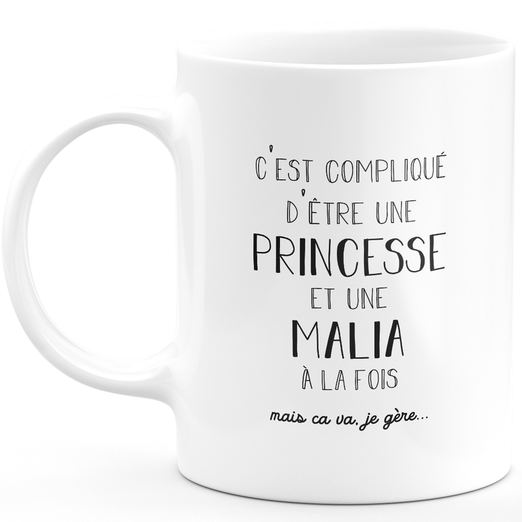 Malia gift mug - complicated to be a princess and a malia - Personalized first name gift Birthday woman Christmas departure colleague