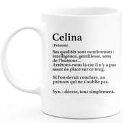 quotedazur - Mug Définition Prénom Celina Déesse Tout Simplement - Cadeau Humour Prénom - Idée Cadeau Famille Saint Valentin - Tasse Prénom Celina - Idéal Pour Noël Au Bureau