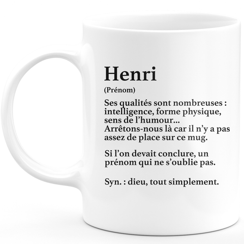 mug définition prénom cadeau Henri - Ceramike